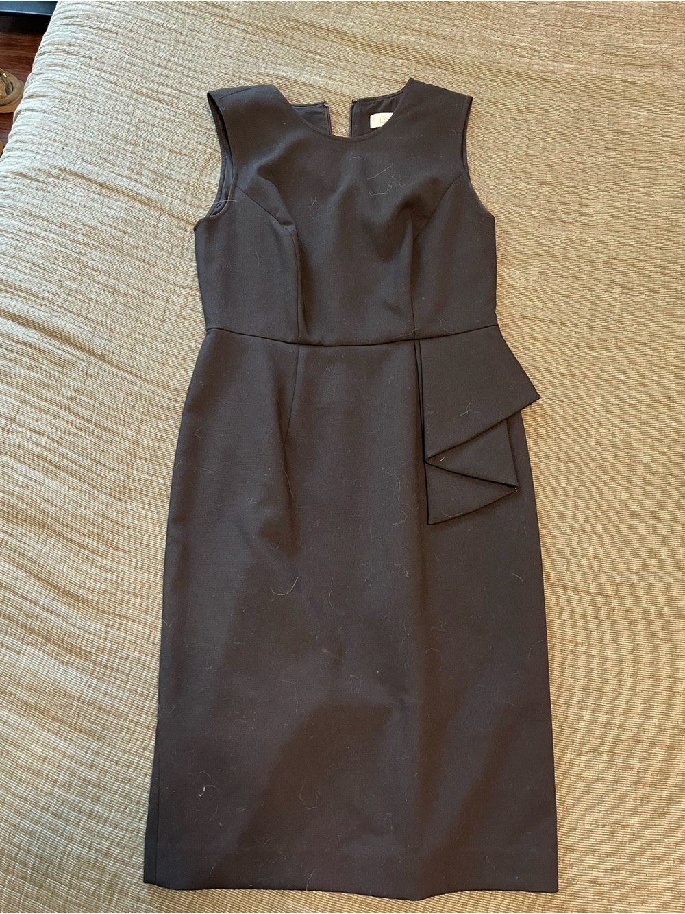 LOFT Black Sleeveless Sheath Dress with Side Fold Detail